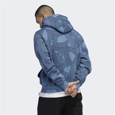 adidas original athletic club allover print hoodie